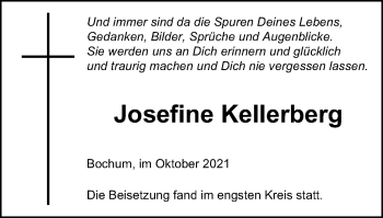 Traueranzeige von Josefine Kellerberg von WVW Anzeigenblätter