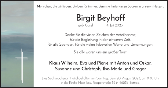 Traueranzeige von Birgit Beyhoff von Tageszeitung
