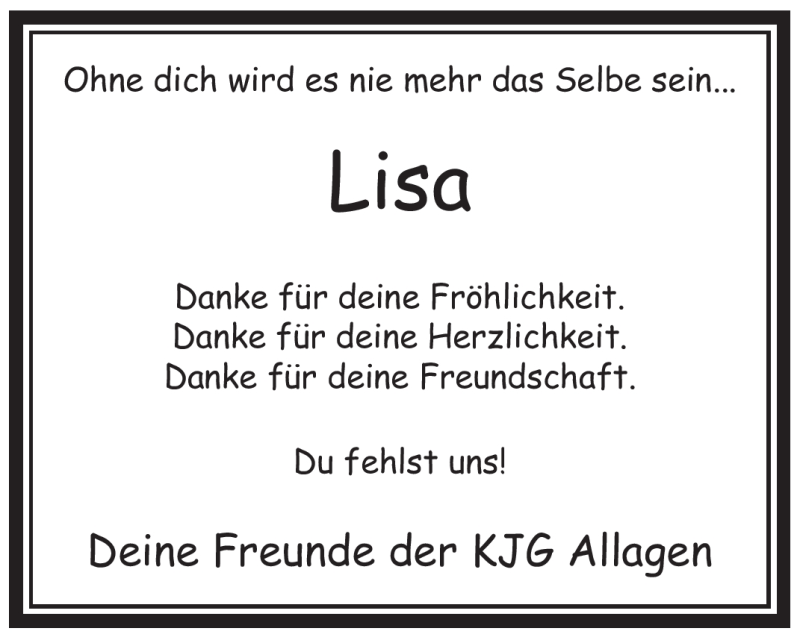  Traueranzeige für Lisa Kutscher vom 21.11.2011 aus WESTDEUTSCHE ALLGEMEINE ZEITUNG