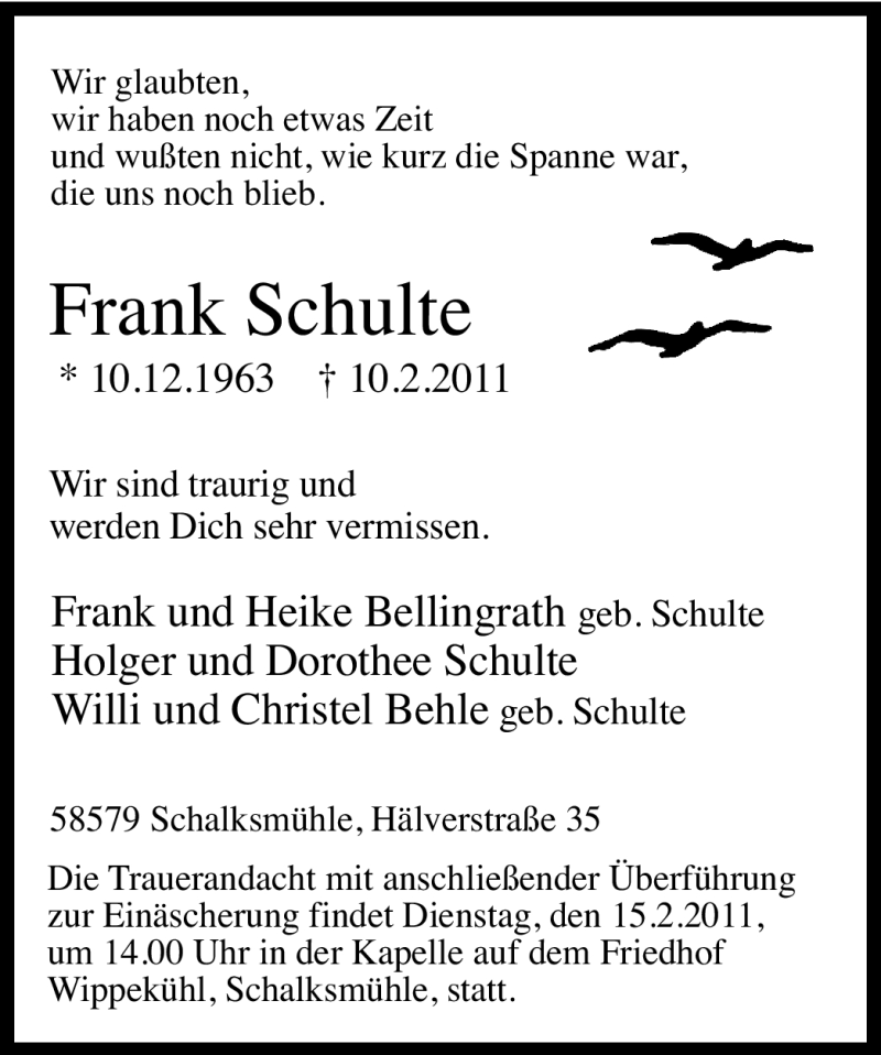 Schulte frank Frank Schulte