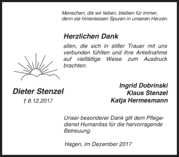 Traueranzeige von Dieter Stenzel von waz