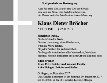 Traueranzeige von Klaus Dieter Bröcher von waz