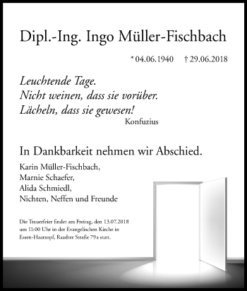 Traueranzeige von Ingo Müller-Fischbach von Tageszeitung