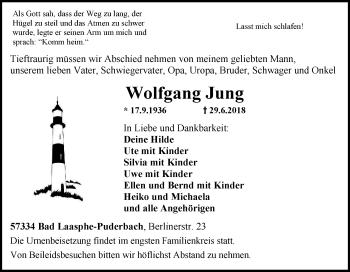 Traueranzeige von Wolfgang Jung von Tageszeitung