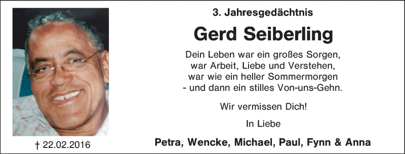  Traueranzeige für Gerd Seiberling vom 22.02.2019 aus Tageszeitung