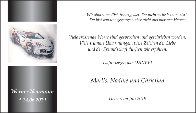  Traueranzeige für Werner Neumann vom 31.07.2019 aus waz